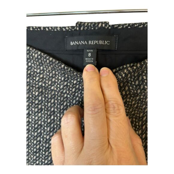 Banana Republic Wylder Straight Tweed Pant Trouser Cuffed Sz 8P Blackstone Twill - Picture 8 of 16